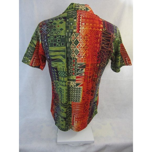 FASHION SEAL Men Hawaiian ALOHA shirt pit to pit 22 slim sz M camp luau vintage - Picture 4 of 7